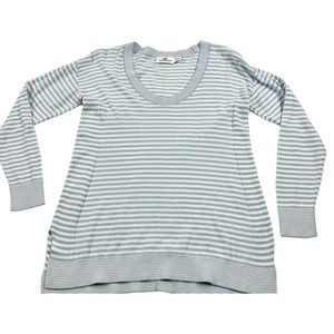 Vineyard Vines Sweater Striped Light Blue Pima Cotton Size XS Scoop Neck Soft!